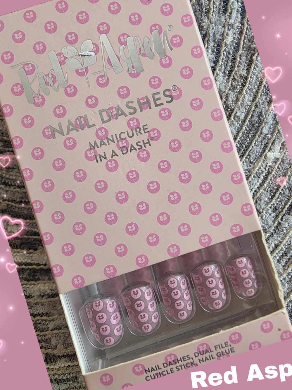 Red Aspen Pink Logo Nail Dashes Press-On Nails